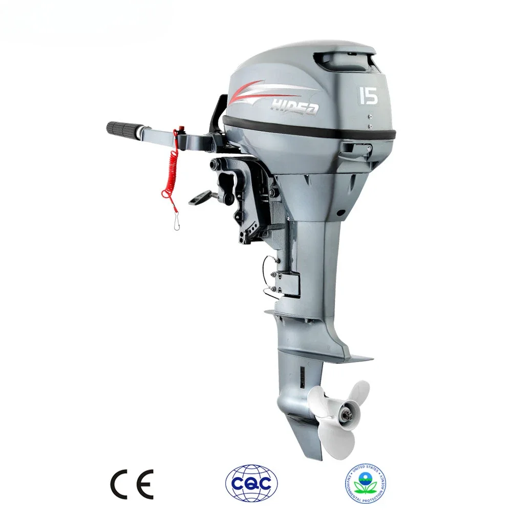 

Hidea CE Approved 2 Stroke 15hp Outboard Engine for Sale 15F Rear Control Short Shaft Black Engine