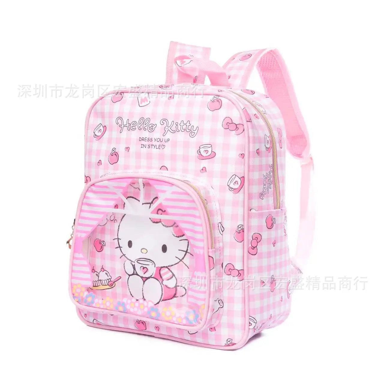 Cartoon Kindergarten Schoolbag Cute Leather Out Light zaino per bambini Mini Pink Hello Kitty Anime Figure Sanrio Kuromi