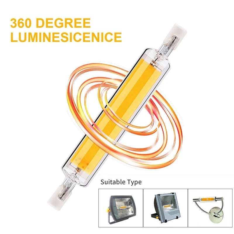 R7S LED Glass Tube 78MM 15W 20W COB Bulb 118MM 30W 40W R7S Corn Lamp J78 J118 AC220V 110V Replace Halogen Light 50W Lampadas