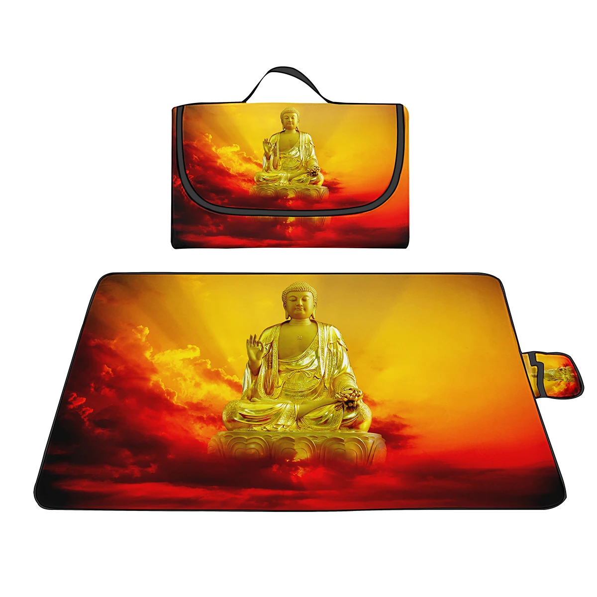 Buddha Statue Outdoor Picnic Blankets,Foldable Waterproof Sand Mats,Extra Large Picnic Blanket for Beach Camping Hiking Travel