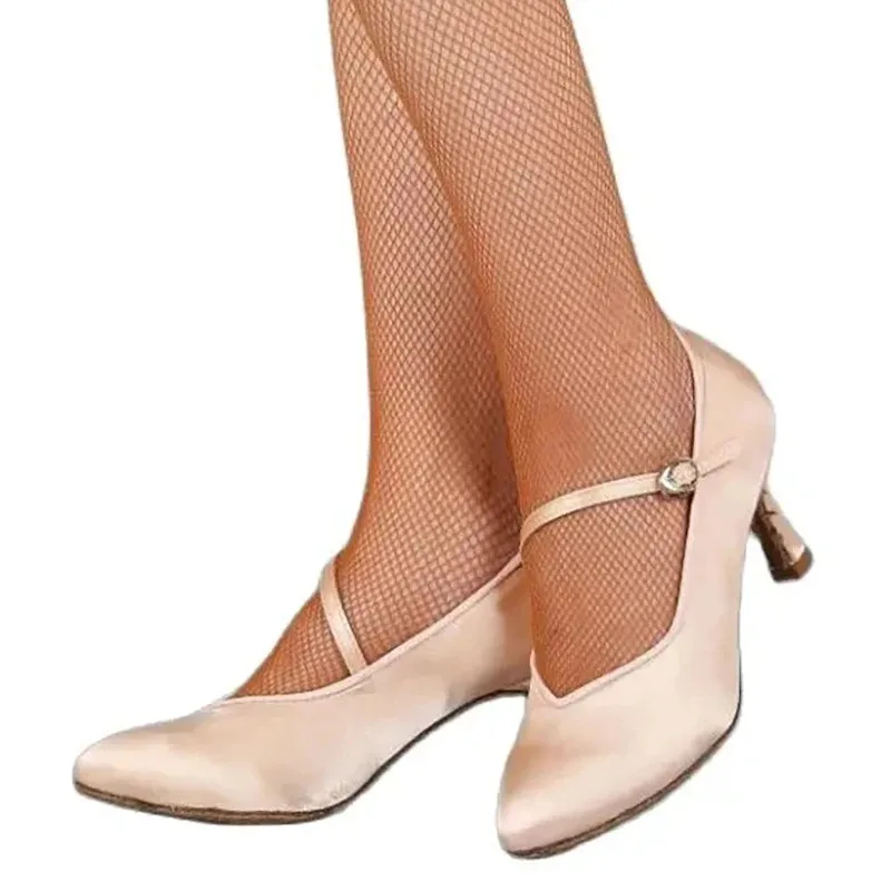 

Women's Elegant Ballroom Party Modern Latin Dance Shoes Satin Prom Social Waltz Tango Dancing Heels Closed Toe Salsa Shoes