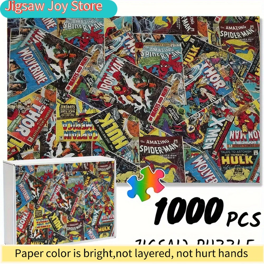 

of Marvel-Themed Seamless Puzzles - A Collection of Various Classic Marvel Comic Cover Designs - Durable Thick Puzzles, Suitab