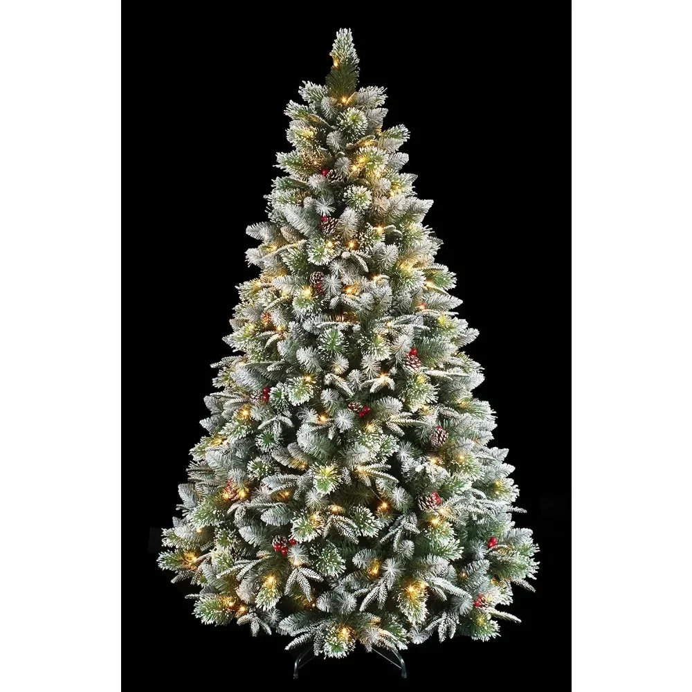 

Super Dual Flocked Pine Christmas Tree, Pre-lit with Color Changing LED Lights (7ft Pre-lit),Large Christmas Trees