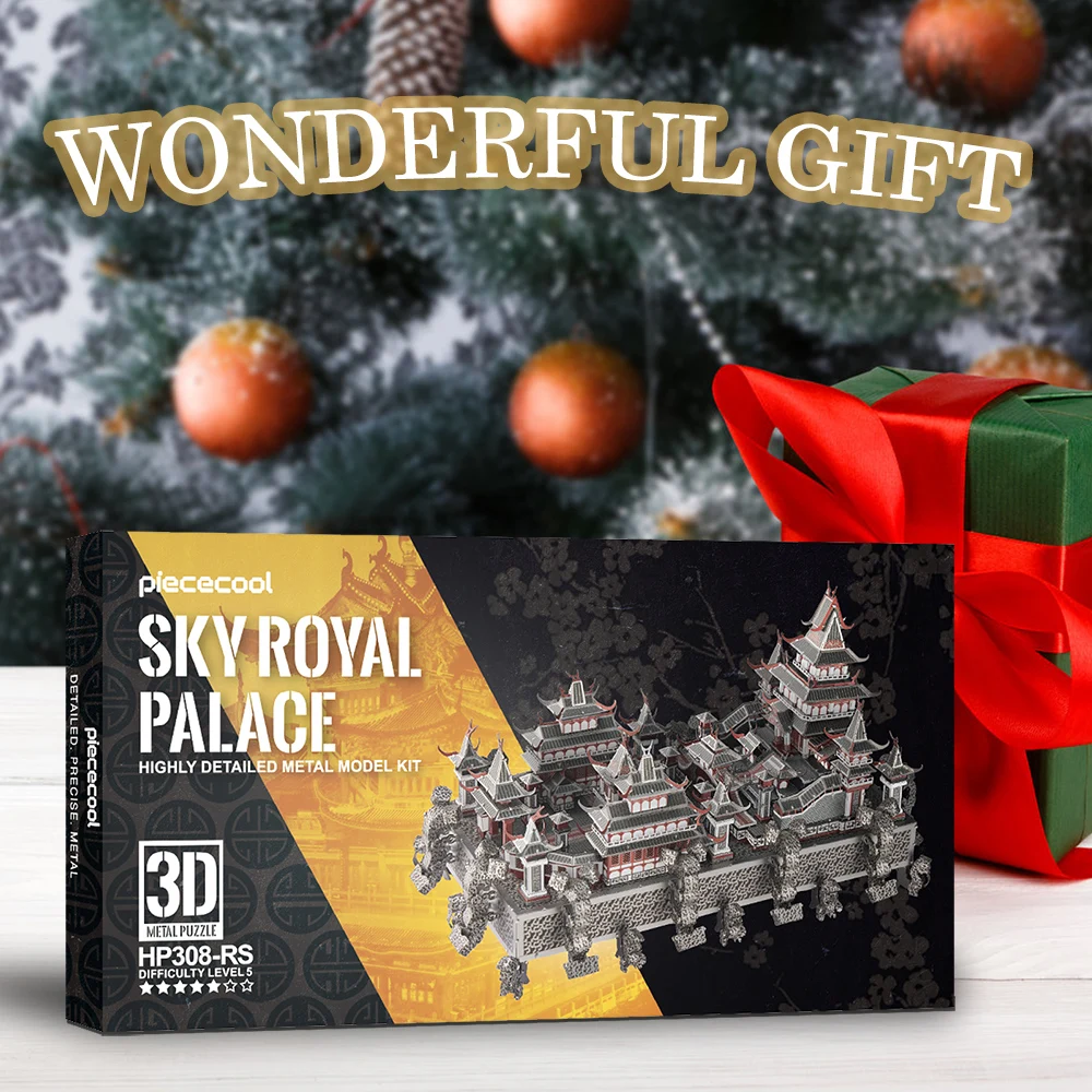 Piececool 3D Puzzles Sky Royal Palace Metal Model Building Kits DIY Toys for Teen Brain Teaser Jigsaw Creative Gifts 620pcs