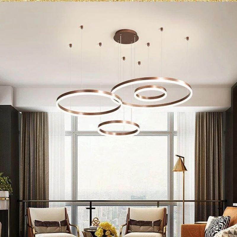 Imagem -03 - Nordic Postmodern Chandelier Circle Light Home Decor Design de Interiores Linha de Iluminação de Engenharia