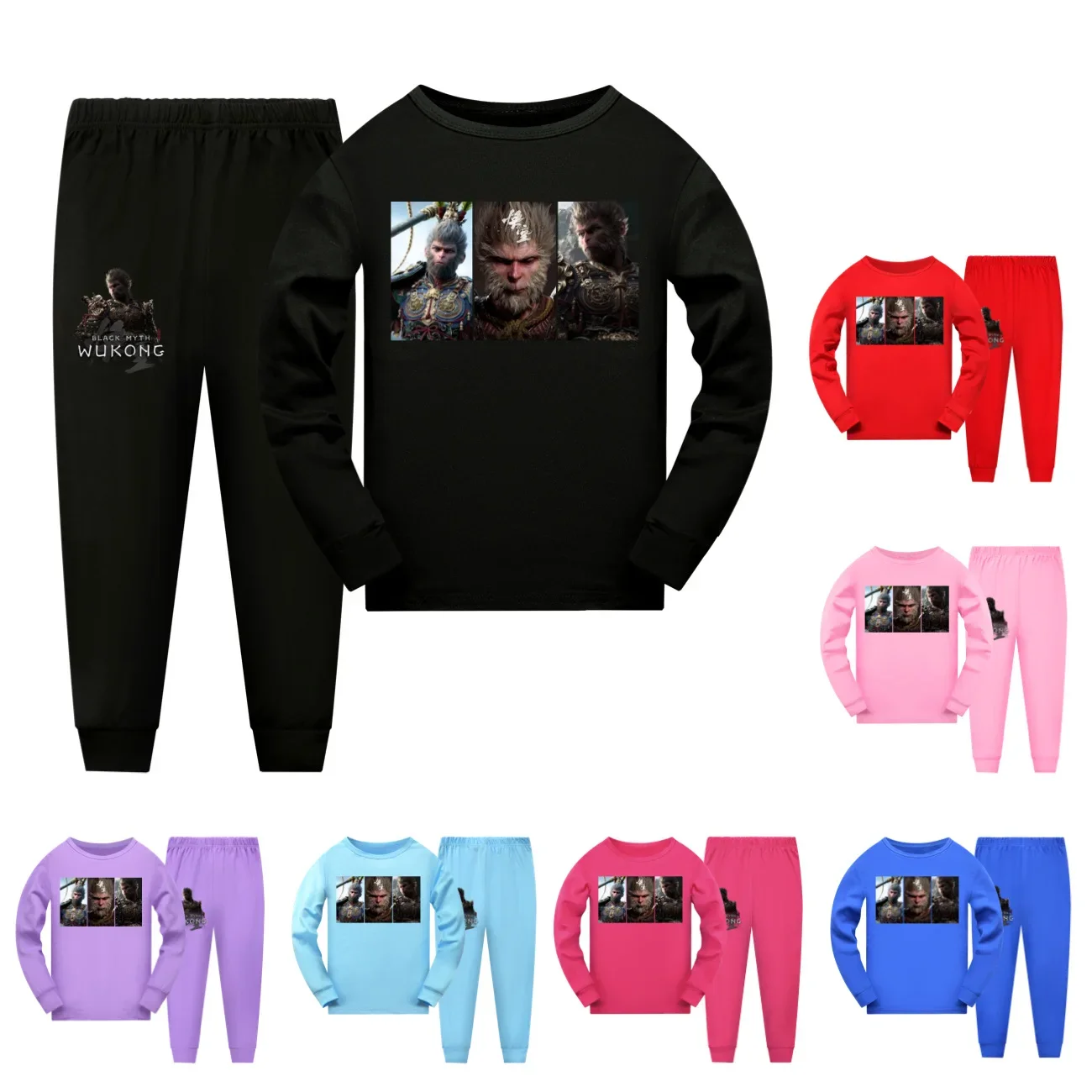 

Newest Clothes Black Myth Wukong Game Kids T-shirt Sweatpants 2pcs Set Baby Girls Long Sleeve Pajama Sets Spring Sleepwear 3744