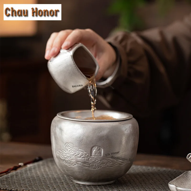 ZAEYORIA Handmade Gilded Silver Buddha Ceramic Jianshui Washing Cup Bowl Tea Residue Barrel Household Chaxi Drinkware Decoration