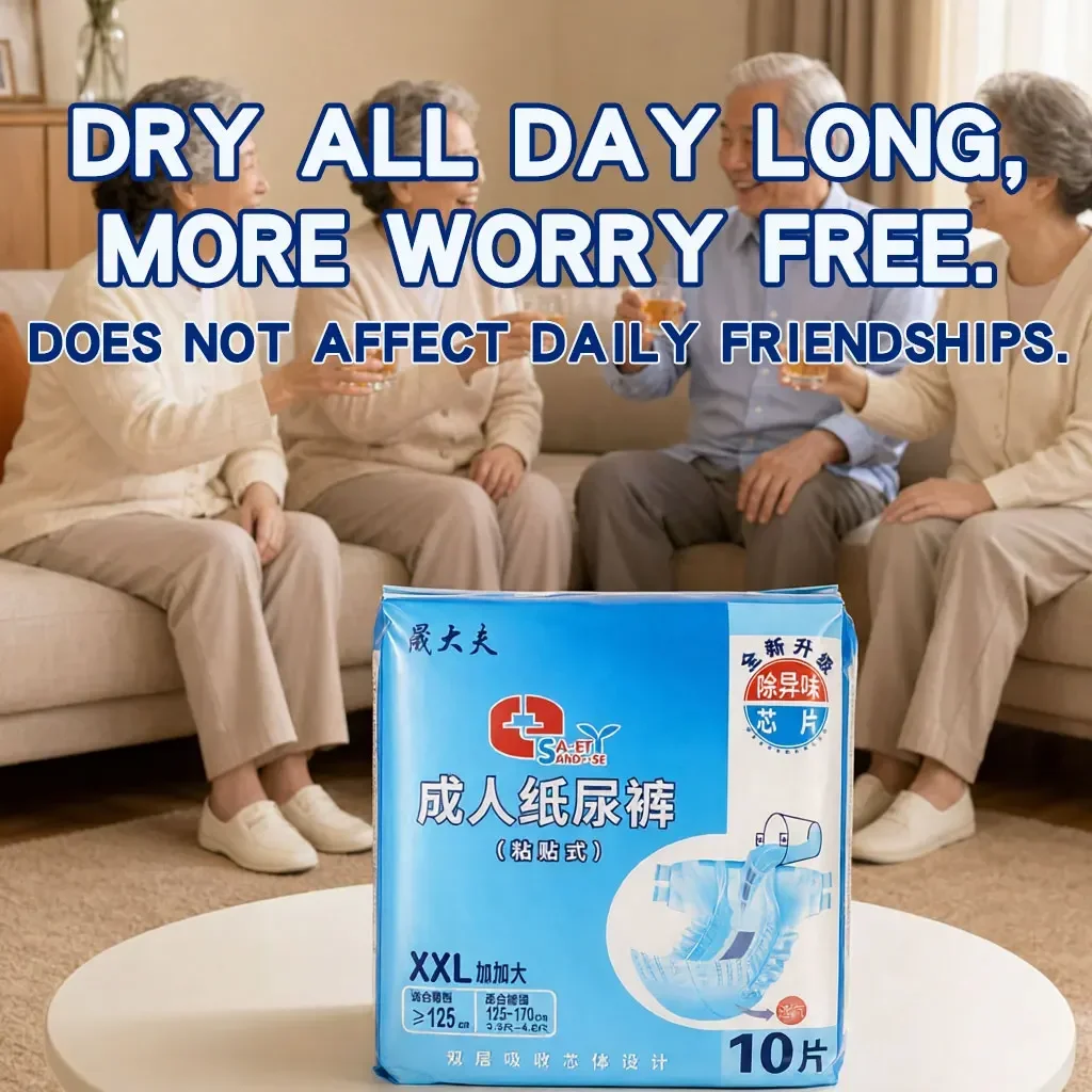 Adult Diapers 120Pcs Disposable Incontinence Briefs Tape-On Ultra Absorbent Leak Guard Breathable Odor Control Unisex Elderly
