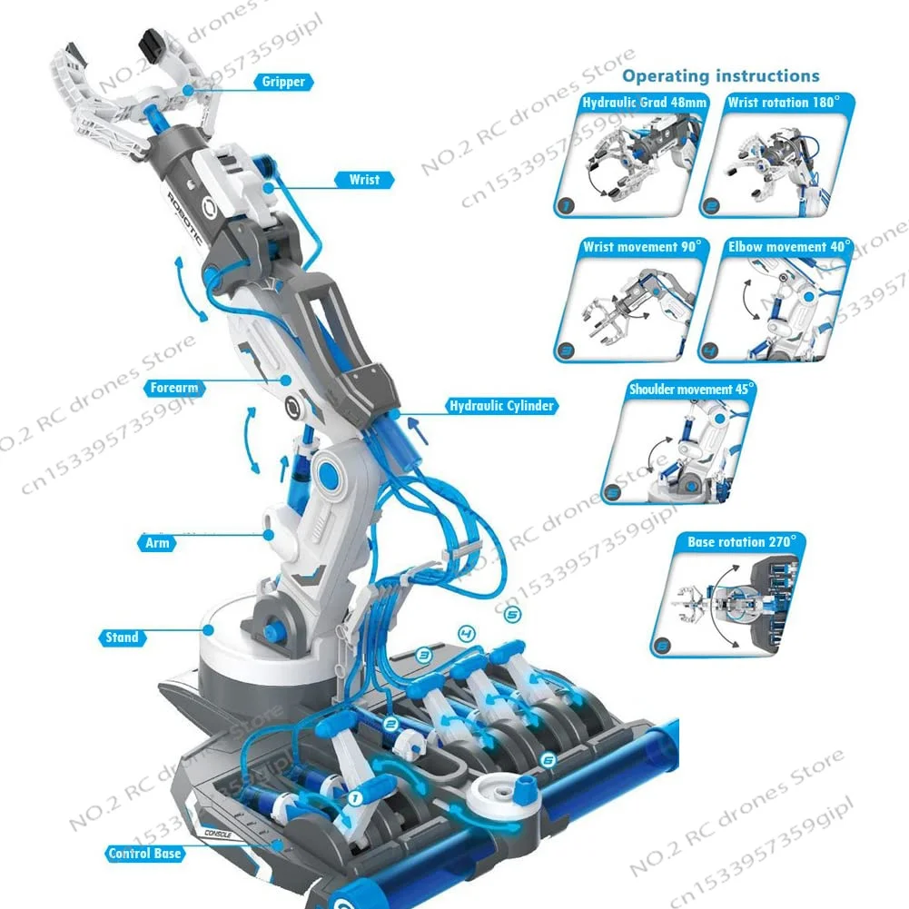 DIY Assembled Hydraulic Robot Toy Set for Children, Science Experiment, Engineering Puzzle, Mechanical Arm, Gift for Kids, 3in 1