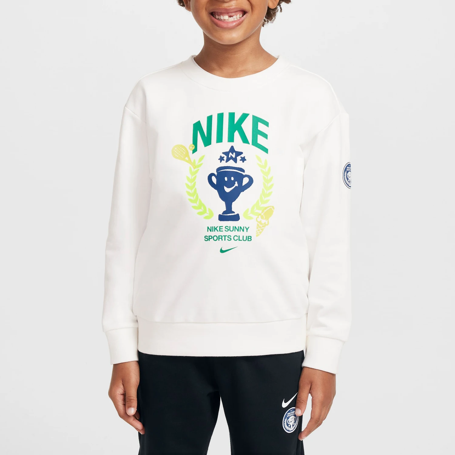 

Модная толстовка с капюшоном и длинными рукавами Nike Authentic Casual для детей с принтом и круглым вырезом горловины HV5268-133