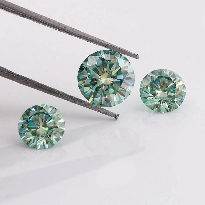 Diamant Spécial 100% Moissanite Un Carat Rond en Vrac, Huit Cœurs et Huit Flèches Découpées, Couleur Bleu Clair, Bricolage, Envoi Certificat GRA