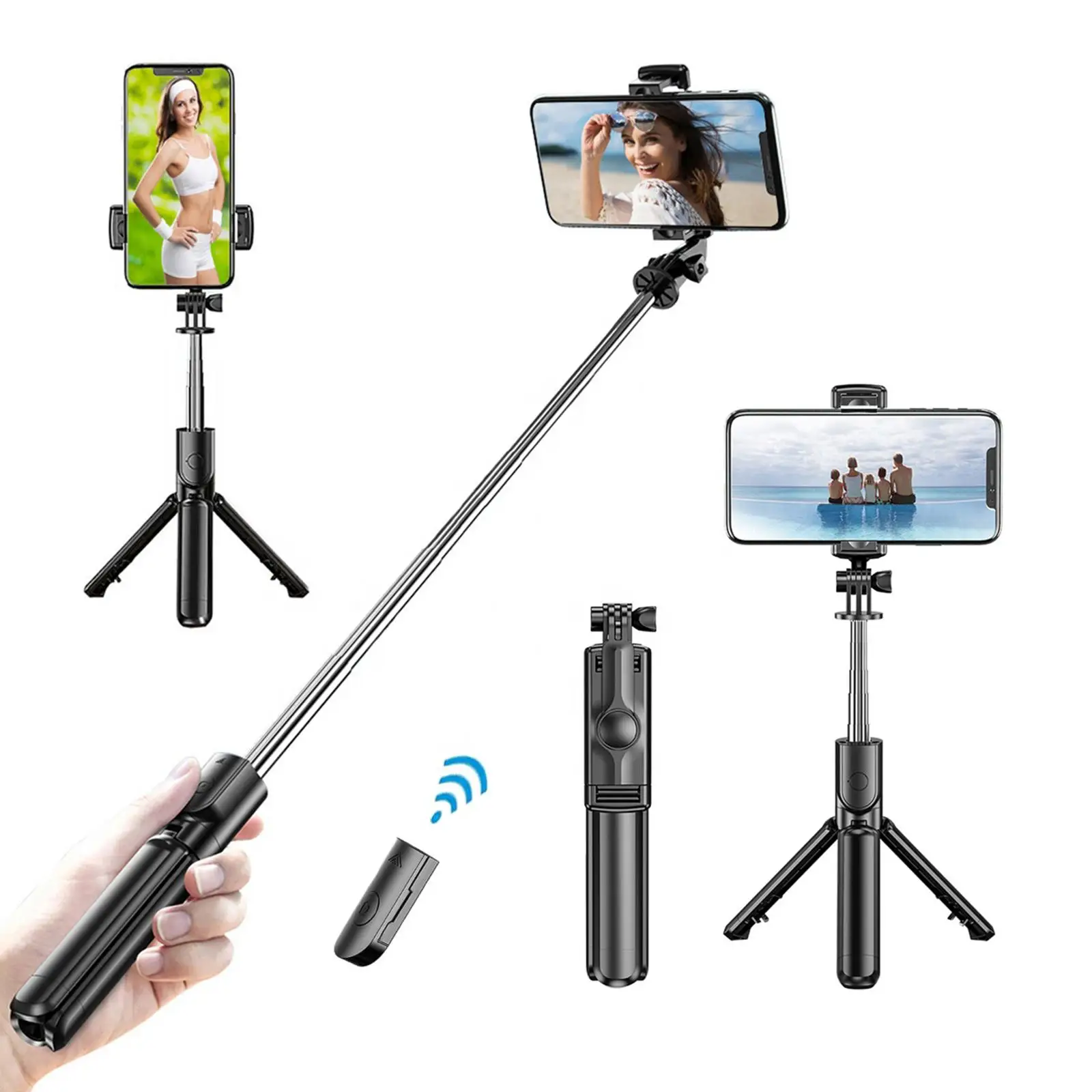 Bluetooth-Compatible Selfie Stick Mobile Phone Holder With Light Handle Retractable Portable Multifunctional Tripod For Pho I9O3