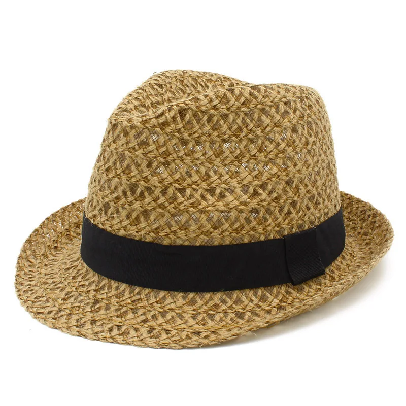 Summer Sun Linen Hats for Middle-aged and Elderly Men and Women Travel To The Seaside Beach  Leisure Joker Jazz Straw Hats.