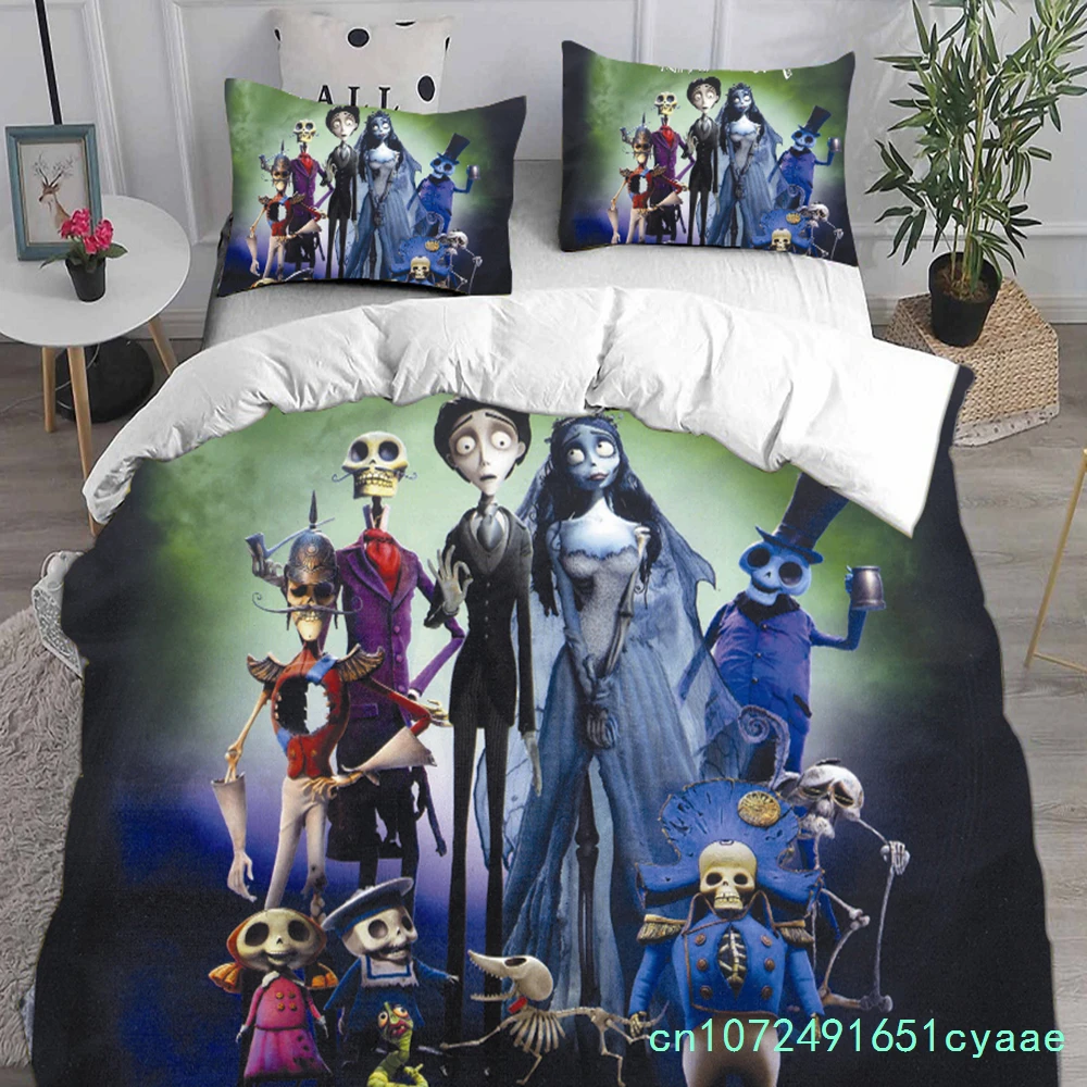 Anime Tim Burton's Corpse Bride Bedding Sets Comforter Quilt Bed Cover Duvet Cover Pillow Case 2-3 Pieces Sets Kids Adult Size 3