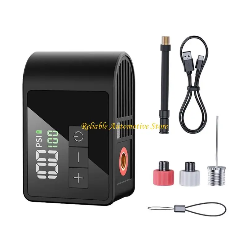 M68B Auto Stops Intelligent Bicycles Size LCD Digital Screen Multipurpose Valves Adapters Easy Carry LED Light Included