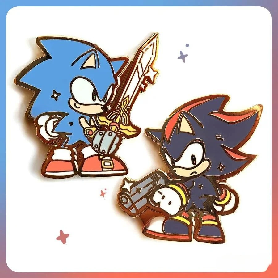 Hedgehog Pins | Shadow and Sonlc with weapons