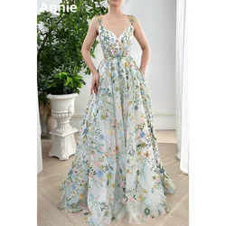 Annie Elegant Lady Wedding Dress Luxury Floral Tulle Sweetheart Princess Prom Dresses A-line Corset Bespoke Occasion Dresses