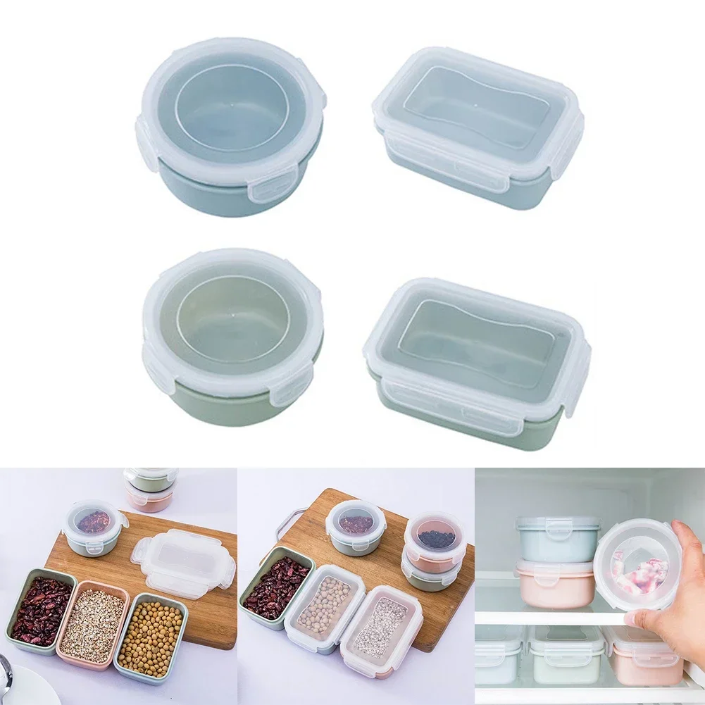 Mini Refrigerator Crisper Small Lunch Box Plastic Airtight Jar Storage Box Round Kitchen Insulated Lunch Box Organizer Snack Box