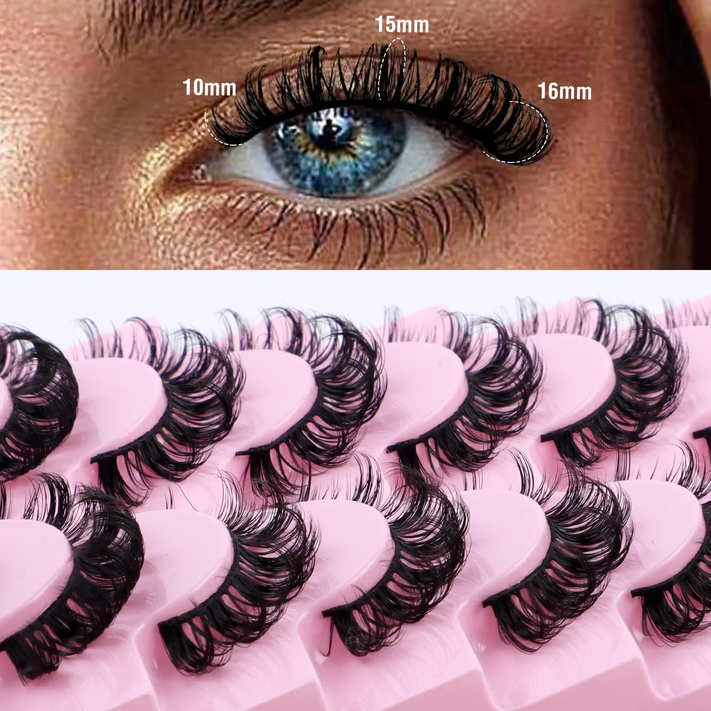 10 คู่ DD Curl รัสเซีย Strip Lashes Faux Mink Lashes ขนตาปลอมธรรมชาติ Dramatic Eyelashes Eyelash Extension แต่ละ