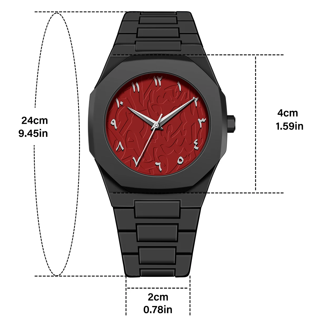 Relógio de quartzo masculino numeral árabe plástico 3atm à prova dwaterproof água relógio mostrador vermelho relógio masculino oriente médio vendedor quente