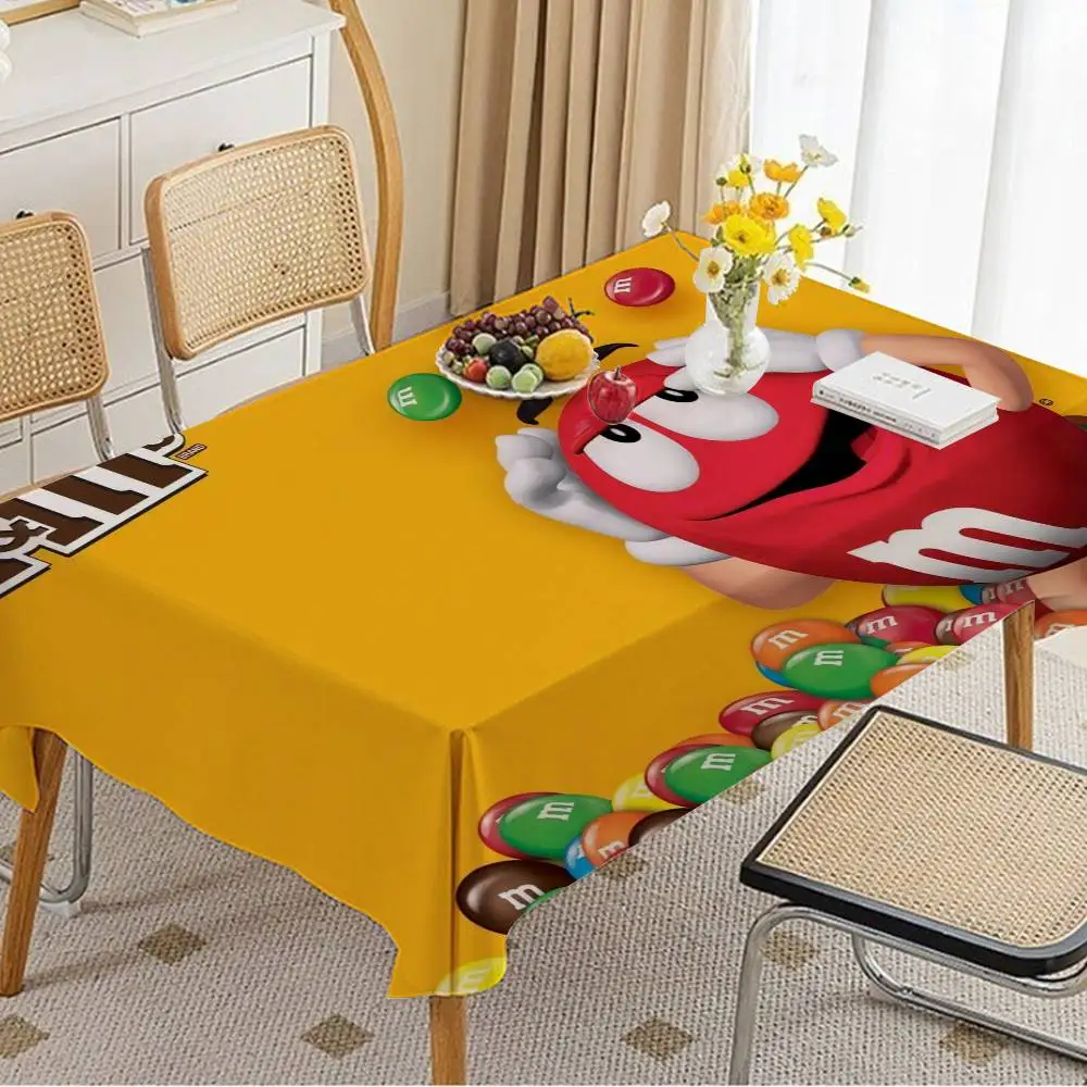 Candy M-MS C-Chocolate M&M'S Rectangle Waterproof Tablecloth Party Decor Farmhouse Kitchen Table Cloth Wedding Decorations