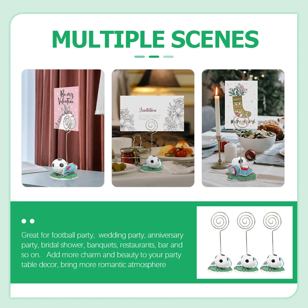 

3Pcs Football Table Card Holders Table Number Stands Wedding Party Place Cards Memo Note Photo Clip Holders Place Card Stand