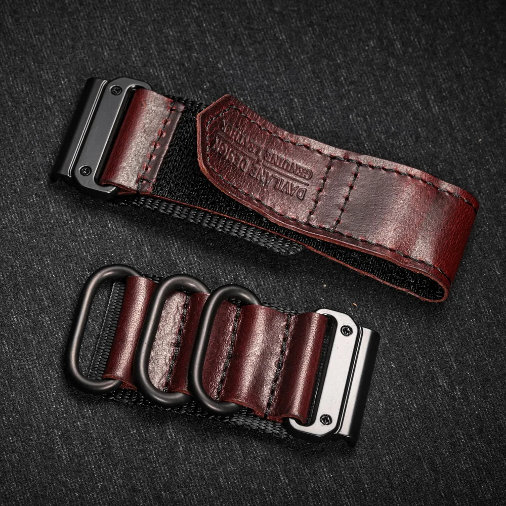 

For Garmin Watch Band Quickfit 20 22 26mm Nylon Leather Sports Wrist Strap Marq/EPIX /Instinct /Tactix