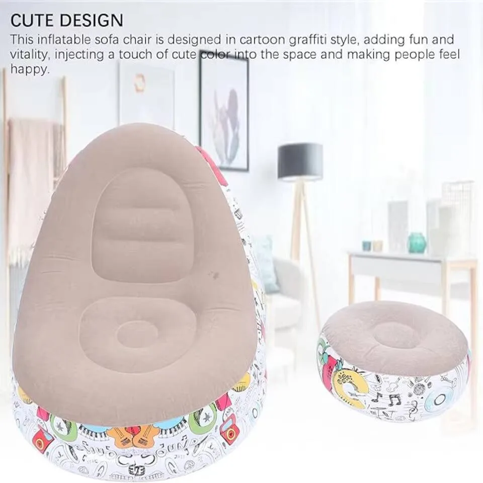 Modern Eco-flocked PVC Inflatable Sofa Custom Factory-designed Adult Reclining Camp Lounger Foldable Air Sectional Living Room view 4