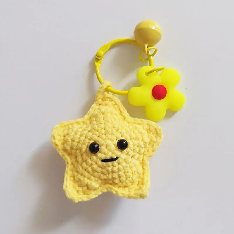 Crochet Keyring Cute Star/Moon/Sun Knitted Keychain Pendant Decorative Creative Bag Pendant Knitted Keychain For Bag Luggage