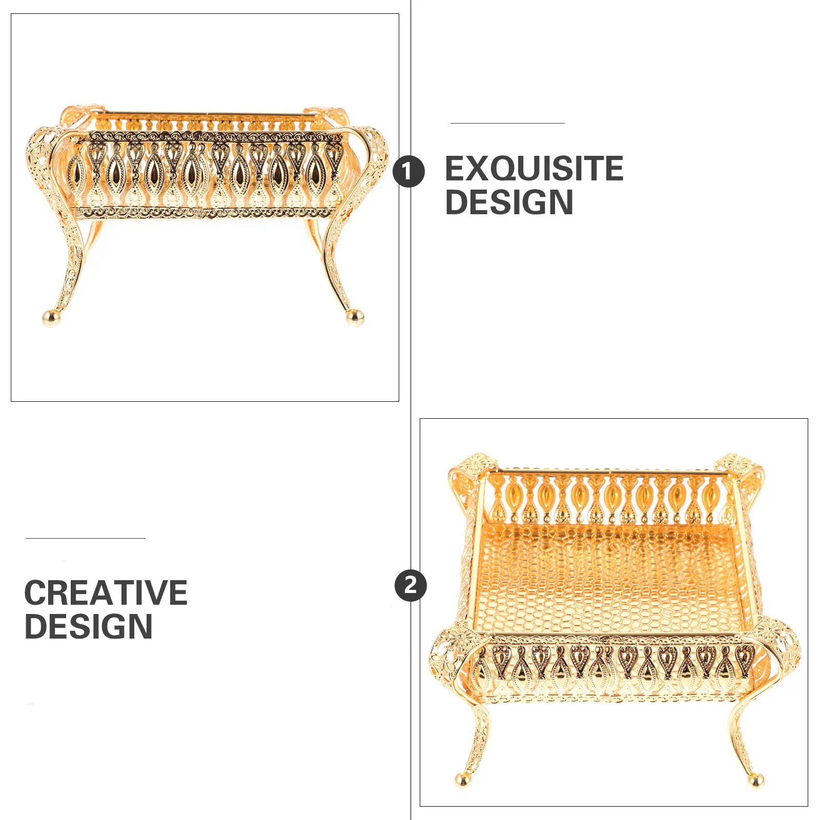 

Luxury Metal Fruit Plate Household Snack Serving Tray Decorative Storage Box For Kitchen Coffee Shop Home Party European Style