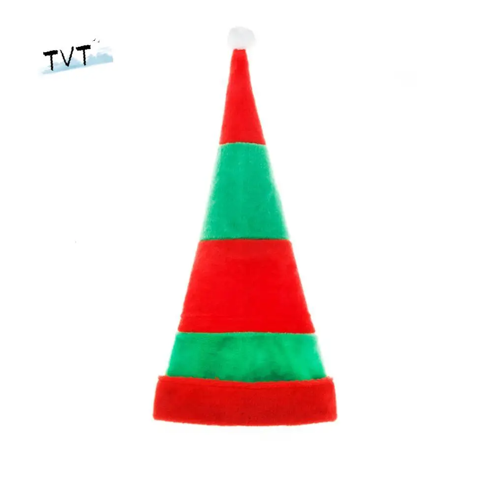 

Party Plush Ball Santa Claus Snowman Elk Skullies Red Green Striped Korean Winter Caps Women Christmas Hats Velvet Hats