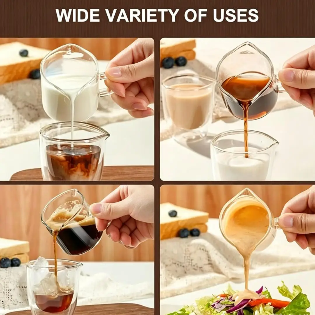1/2pcs Espresso Cups 2.5oz Espresso Shot Glass 75ML Double Spout Measuring Cup Clear Scale Milk Coffee Measure Jug Home Bar Tool - view 5