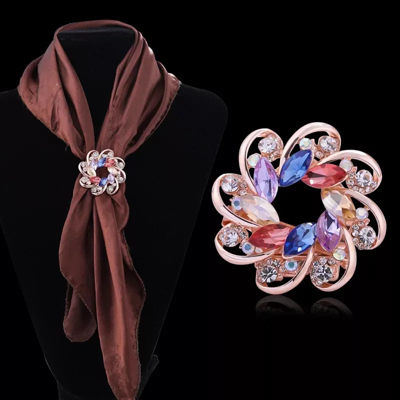 Two Ways Wear Brooch Silk Scarf Clip Chest Button Suit Corsage Pin Ornament Buckle Cloth Accessory Badge Breastpin Jewelry Gift