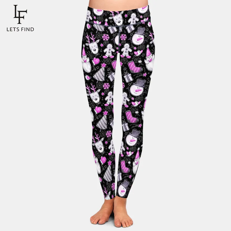 LETSFIND-mallas elásticas de cintura alta para mujer, Leggings con dibujos animados 3D, cintura alta, suaves, novedad, Invierno