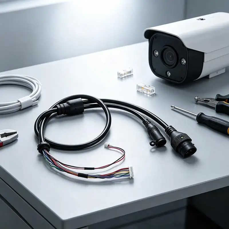 Waterproof RJ45 POE Camera Tail Cable 11 Core Dual Head for Outdoor Construction Site Surveillance System