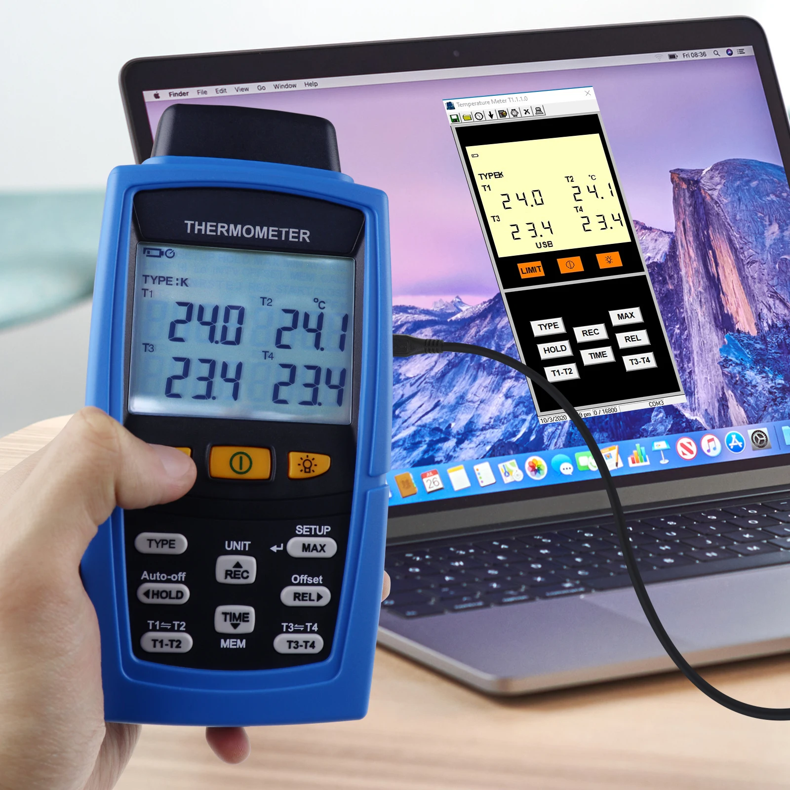 Top Quality Digital 4 Channel Thermocouple K /J/ T / E/ R / S/ N Thermometer Datalogger 16,800 Data Logging (OEM)