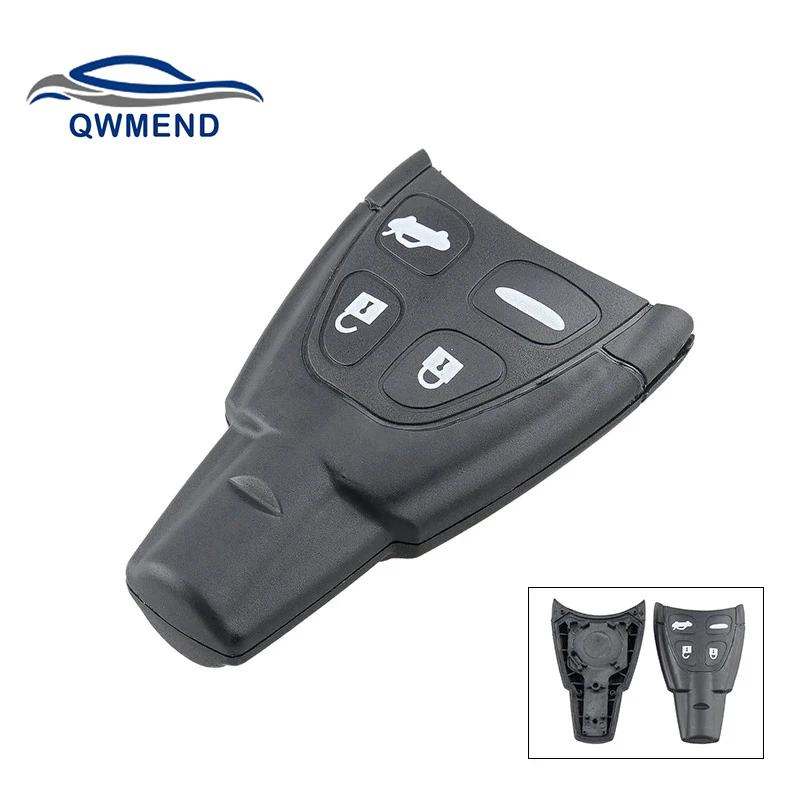 

QWMEND 4 Buttons Smart Car Key Shell for SAAB 9-3 93 9.3 9-5 95 9.5 2003-2011 Replacement Car Remote Key Fob Case Keyless Entry