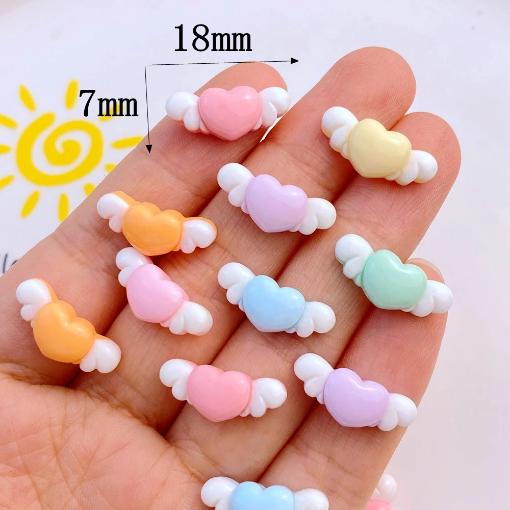 20Pcs New Cute Resin 7*18mm Love Wings  Flat Back Ornament Jewelry Making Manicure Hairwear Accessories