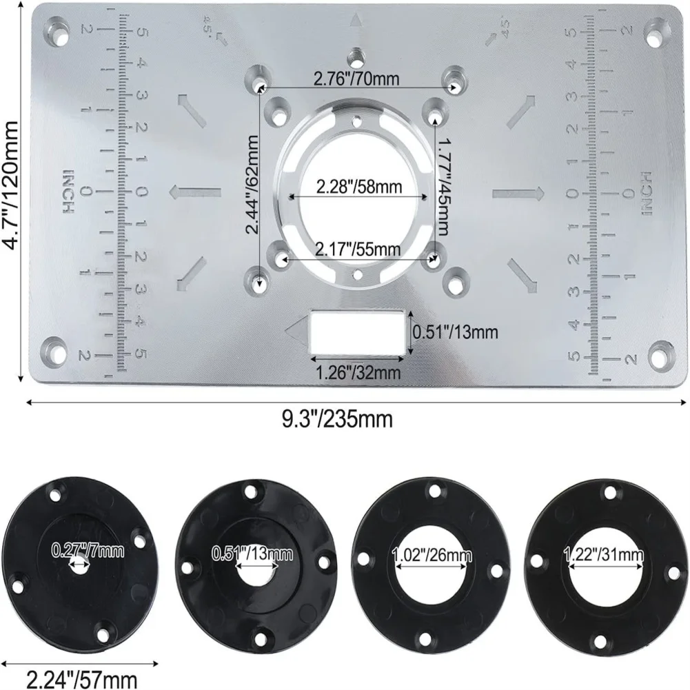 Router Table Insert Plate Woodworking Benches Router Trimmer Models With 4 Rings High Accuracy Engraving Machine For Industrial