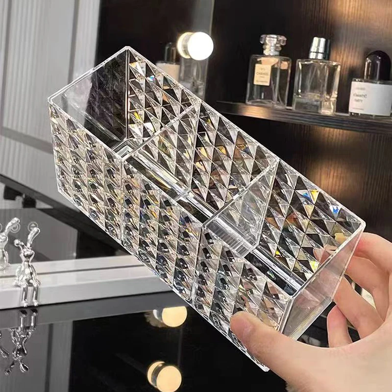 Diamond Cosmetic Storage Box Makeup Brush Holder Organizer Lipstick Eyebrow Pencil Bathroom Storage Display Stand Acrylic