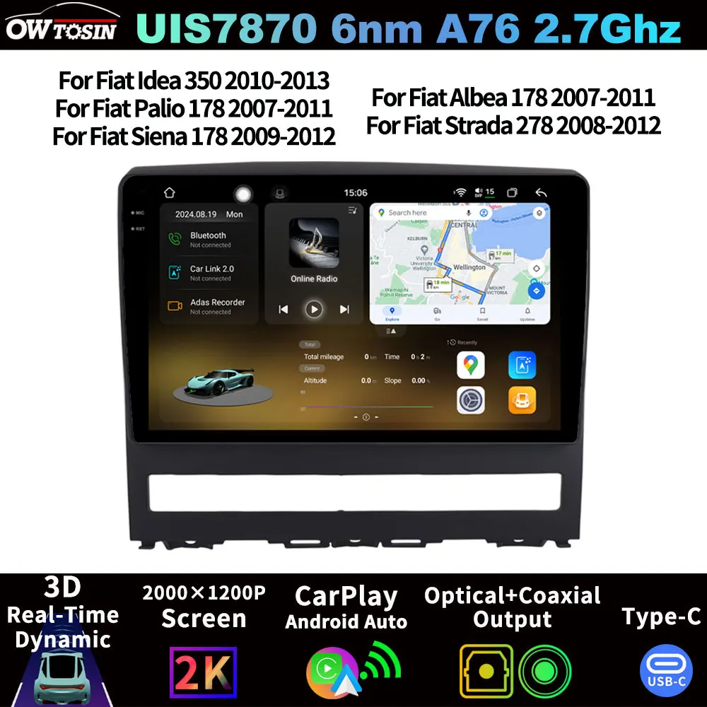 Fyt7870 qled android carro multimídia sistema gps unidade principal áudio rádio carplay para fiat idéia palalio siena albea strada 2008-2013