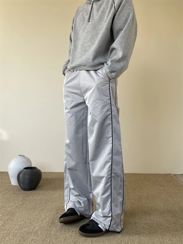 

American Retro Striped Casual Sports Long Pants Loose Straight Leg Wide Leg Workwear Trousers for Men And Women