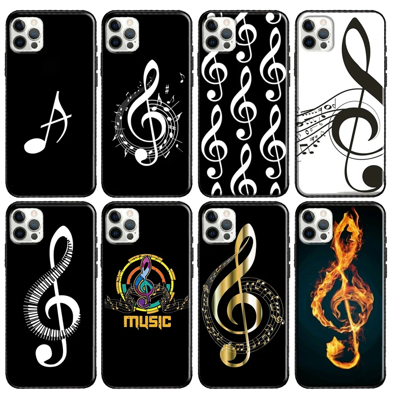 Music Note Musical Treble Clef Soft Case For iPhone 13 11 Pro Max 12 mini X XR XS MAX 6 6S 7 8 Plus SE 2020 5S Phone Cover