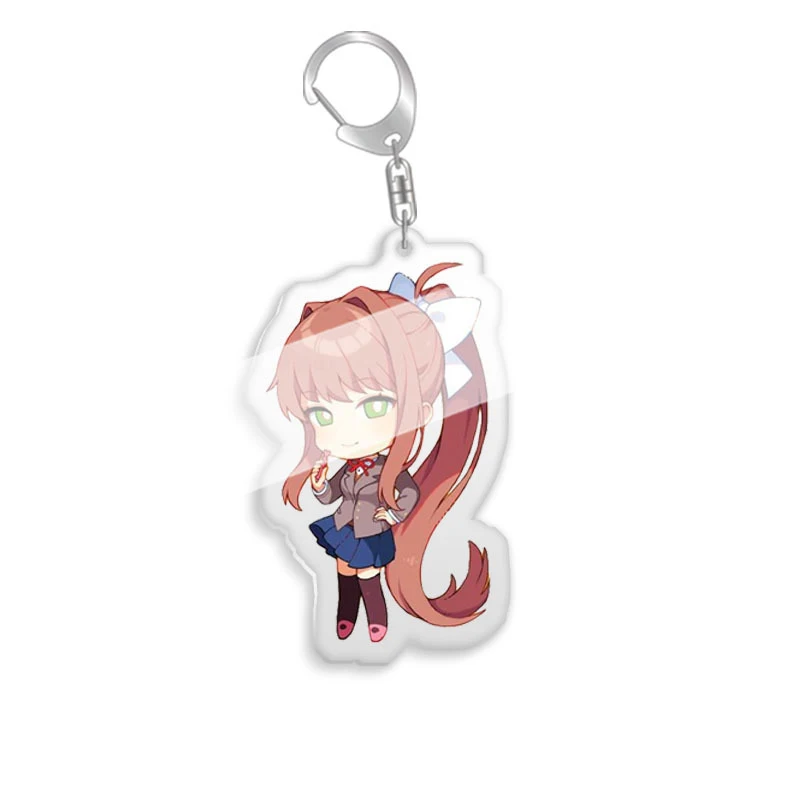 Cute Girls Keychains Anime Acrylic Cartoon Figure Key Chain Metal Holder Key Ring Pendant Jewelry Gift Cosplay Bag Accessories