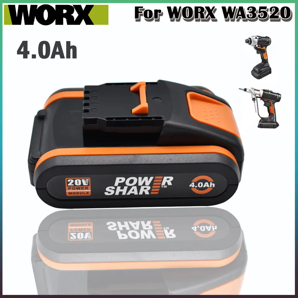 Worx 20V Lithium battery 4.0Ah Rechargeable WA3551 WA3553 WA3553.1 WA3570 for All WORX Electric and Garden Tools