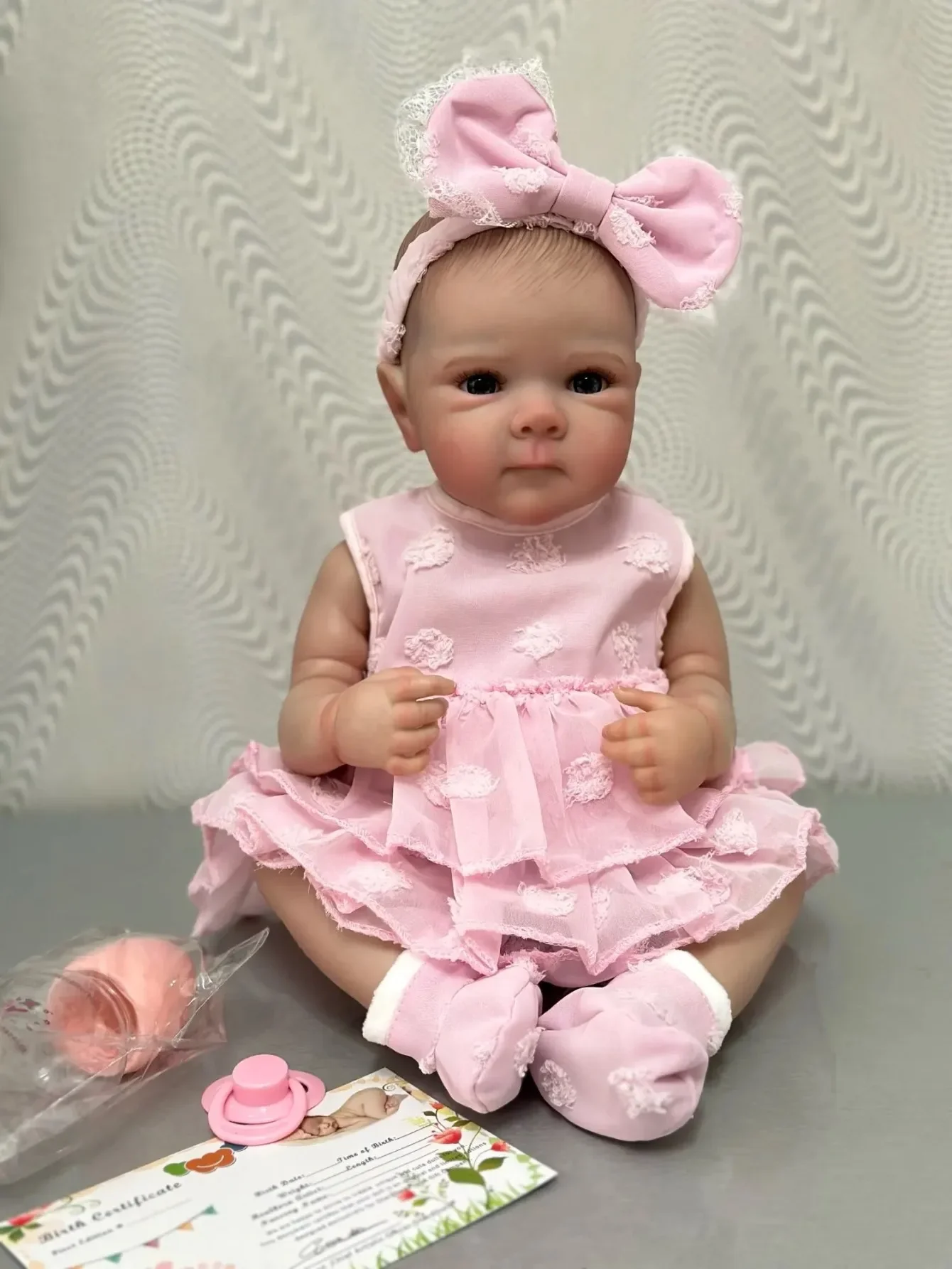 Bébé Fille en Silicone Souple et Vinyle de 18 Pouces, Beurre Imperméable, Fait à la Main