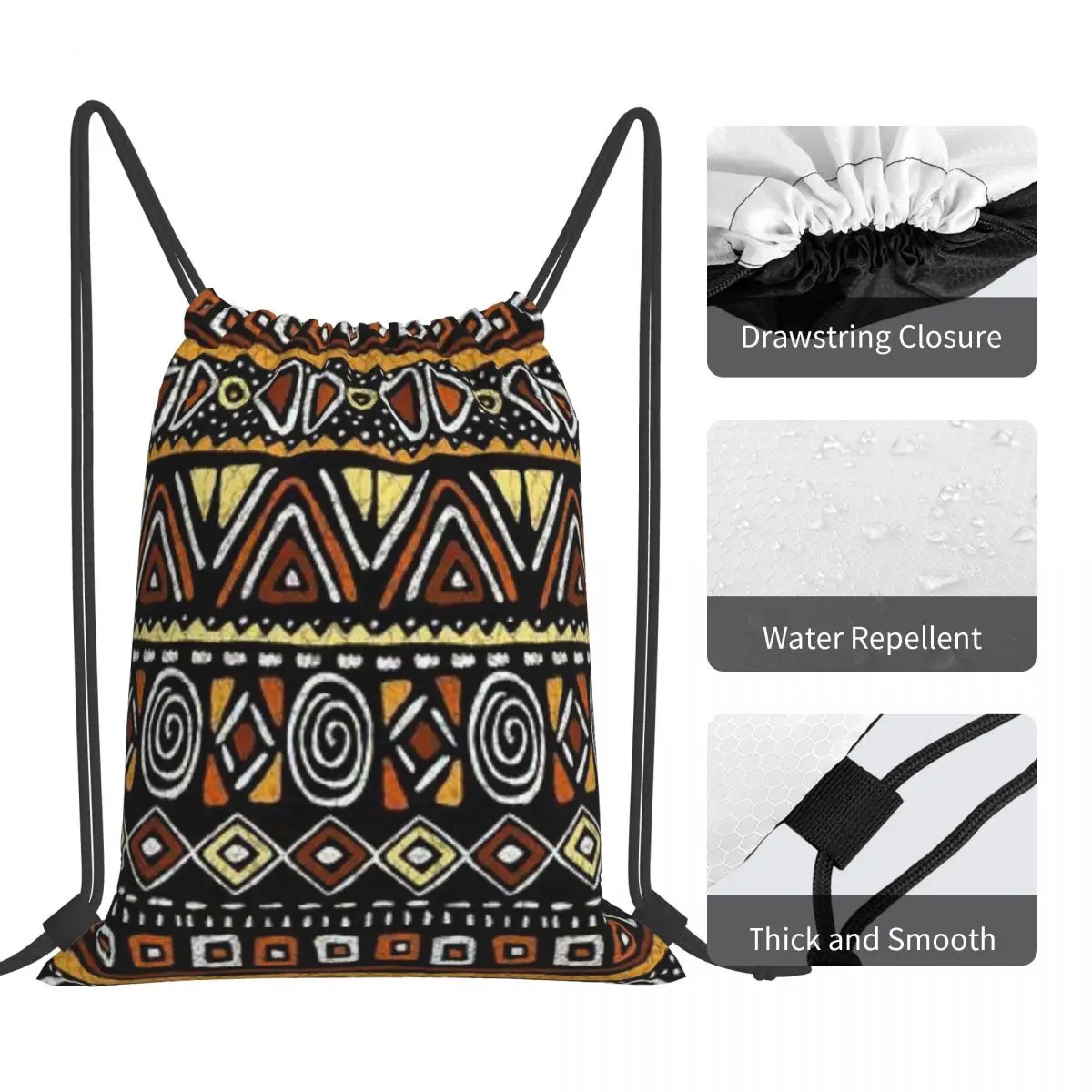 African Tribal Pattern Backpacks Multi-function Portable Drawstring Bags Storage Bag Book Bags For Man Woman School