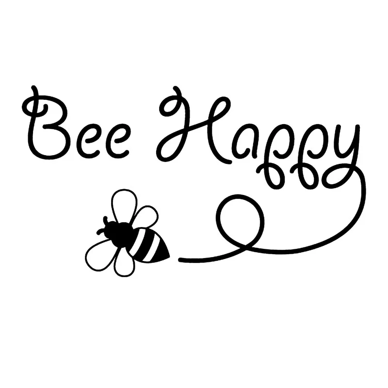 1pc Bee Happy Inspirational Vinyl Sticker Waterproof Art Decal for Car Motorcycle Exterior Accessories