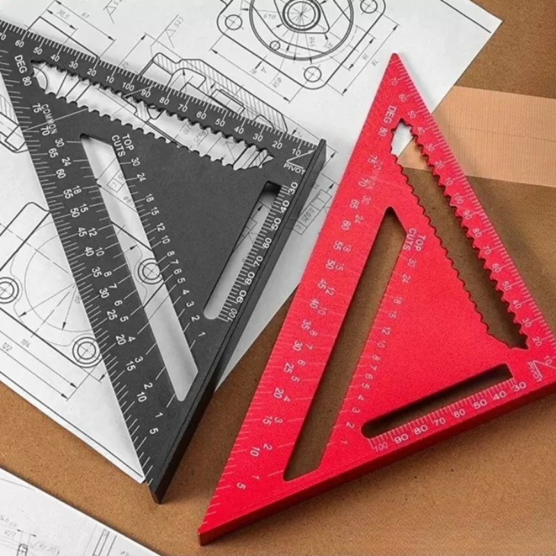 New 7Inch Triangle Ruler Measurement Tool Aluminium Alloy Carpenter Tools Metric Angle Ruler Woodworking Gauging Tools