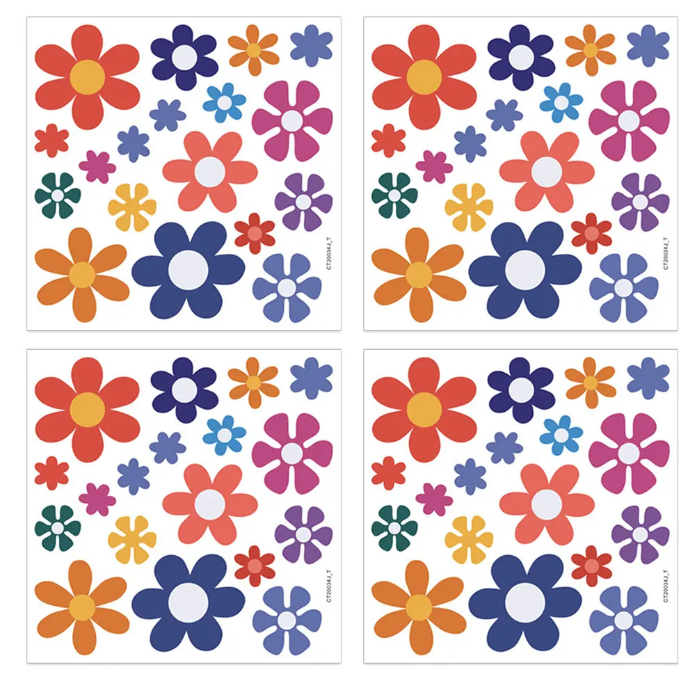 

Daisy Wall Decals 99cmx24cm Retro Flower Stickers for Girls Bedroom Decor Easy Remove Positioning Vinyl Wall Art